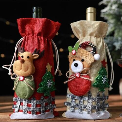 Merry Christmas Decorations for Home Santa Claus Wine Bottle Natal Noel Table Snowman Stocking Gift Xmas Navidad Happy New Year