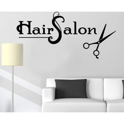 Hair Salon Vinyl Wall Decal Hair Style Scissors Barbershop Stylist Stickers Mural Removbale Art Mural For Barber Shop Window N60