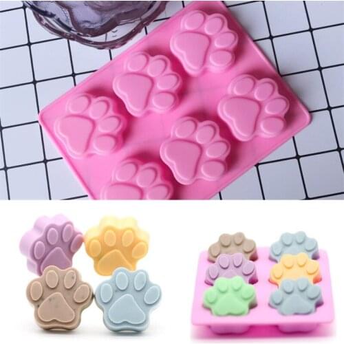 Silicone Mold Lovely Dog Paw Pattern Ice Cube Soap Fondant Decoration Silikon Form Cake Decorating Tools Kitchen Baking Tools