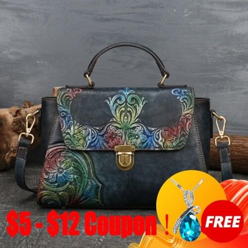 CGA Genuine Leather Handbags Women Bags Designer Tote Handbag High Quality Embossed Floral Female Shoulder Cross Body Bag Bolsos