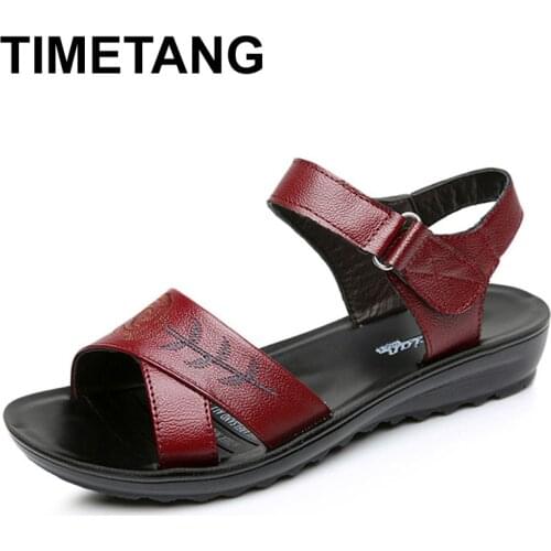 TIMETANGSandals shoes women superstar genuine leather shoes designer elegant flowerwedges sandal casual female shoesscarpe donna
