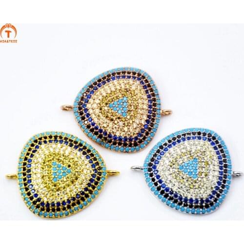 Asa&Tess Triangle Connectors micro CZ paved cubic zirconia Jewelry Findings Turquoises Findings Jewelry Connector CZ Links