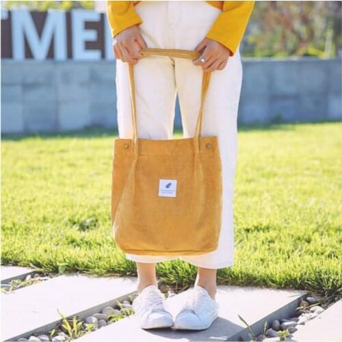 2021 New Spring Corduroy Tote Bag Female Casual Solid Color Women Shoulder Bag Reusable Shopping Bag Ladies