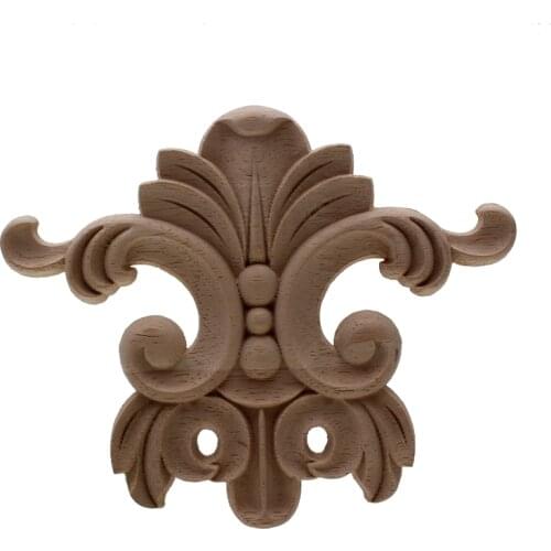 VZLX Vintage Unpainted Wood Carved Corner Onlay Applique Frame For Home Furniture Wall Cabinet Door Home Decoration Accessories