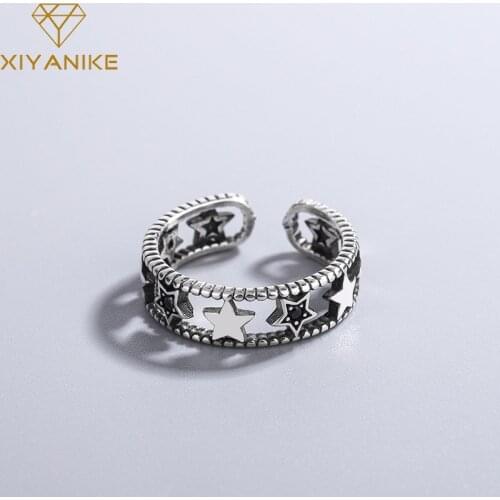 XIYANIKE 925 Sterling Silver Newly Arrived Zircon Irregular Stars Ring For Women Trend All-match Wholesale Retro Jewelry Party