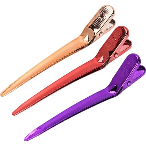 12 Haircuts Partition Clip Barber Shop Stainless Steel Clips Long Duckbill Clip Hairstylist Haircut Clip Salon Clamp Grips