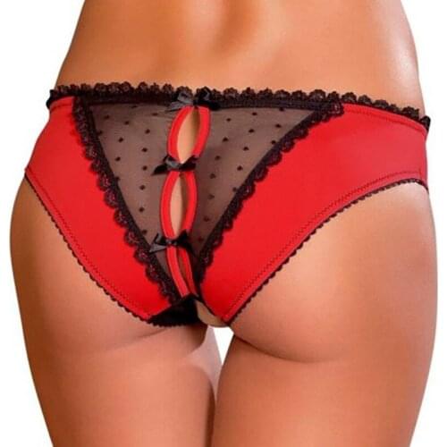 Open Crotch Panties Women Sexy Thong Lace Underwear Porno Plus Size Red Black G-string Sex Briefs Low-Waist Underpant Lingerie