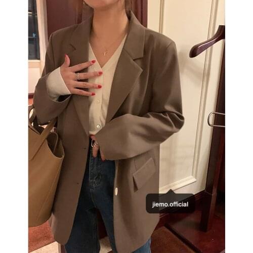Suit Jacket For Women 2021 Spring Autumn Korean Style Loose Chic Blazer Outwear Ladies High Street Office Suit Top