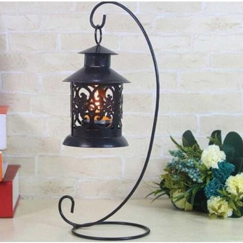 1PCS Beautiful Retro Glass Ball Hanging Stand Table Ball Lantern Candle Holder Wedding Iron Art Home Decor Hook Hanging Bracket