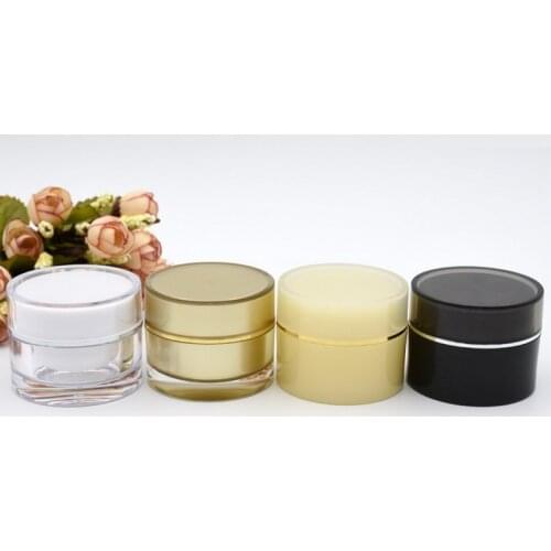 15g Black White Gold Round Acrylic Cosmetic Jar Cream Jar Empty Cosmetic Box Cosmetic Container Black Lotion Bottles F2058