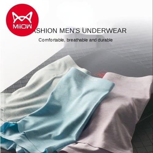 MiiOW Mens Underwear Pure Cotton Plain Boxer Briefs Mens Boxer Shorts Autumn and Winter Young Mens Shorts Male Students