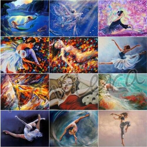 Xaviera Diy 5D Diamond Painting Mermaid Ballet Girl Full Drill Square Embroidery Mosaic Rhinestone Cross Stitch Handmade Crafts