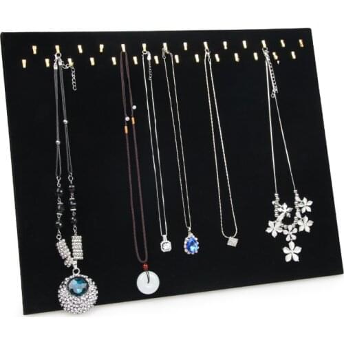 Free Shipping 28 Hook Black Velvet Jewelry Display Shelf Jewelry Necklace Display Show Case Organizer Tray Stand