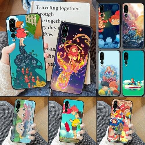 Anime Ponyo on the Cliff Phone case For Huawei P Mate P10 P20 P30 P40 10 20 Smart Z Pro Lite 2019 black trend back fashion