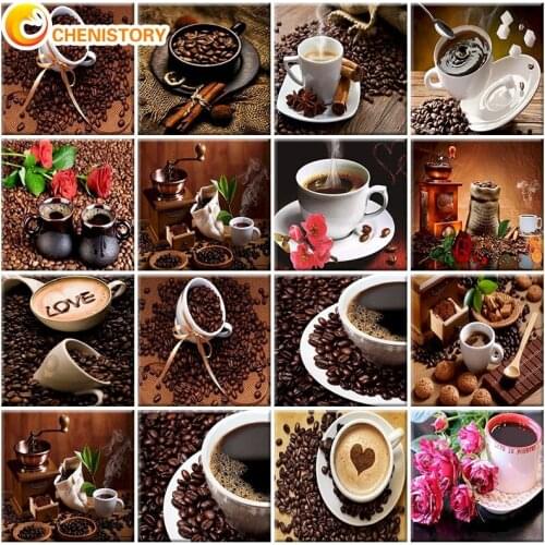 CHENISTORY Coffee Beans Oil Painting By Numbers Diy Unique Gift Handpaint Frame Home Living Decor Wall Art Picture Acrylic Paint