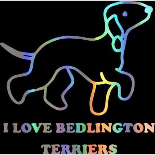 Dawasaru I Love Bedlington Terrier Dog Car Sticker Waterproof Decal Laptop Motorcycle Auto Accessories Decoration PVC,11cm*11cm