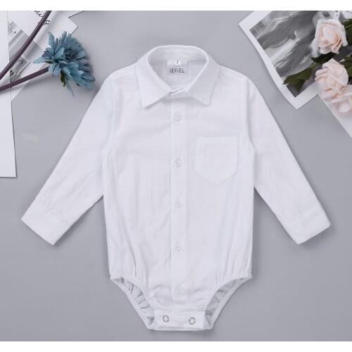 3-24M Infant Baby Boys Gentleman Formal Shirt Romper Jumpsuit Newborn Toddler Boys Long Sleeves Cotton Bodysuits Set