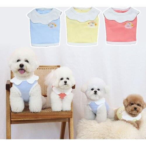 INS Cloud Embroidery Dog Costumes Cute Soft Dog Vests for Small Dogs Summer Plain Cotton Puppy Clothes Girl for Teedy Chihuahua