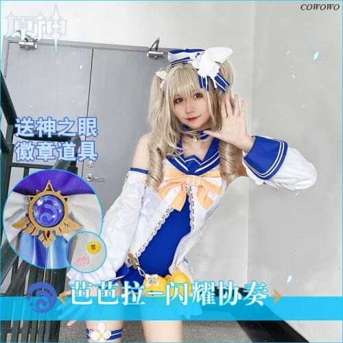 Anime!Genshin Impact Barbara Shining Concerto Swimsuit Lovely Jumpsuits Uniform Cosplay Costume Halloween Party Outfit Women NEW