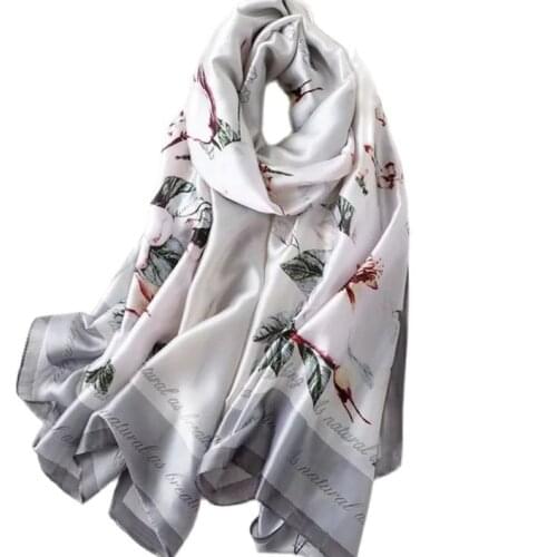 Beautiful printed scarf wrap scarf Soft silk scarf New fashion silk cutout lace gradient silk satin scarf Spring/Summer style