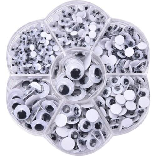 4/5/6/7//10/12mm 700Pcs Round Self-Adhesive Wiggly Google Eyes Plastic Cartoon Animal Doll Eyeballs Eyes Dolls Accessories