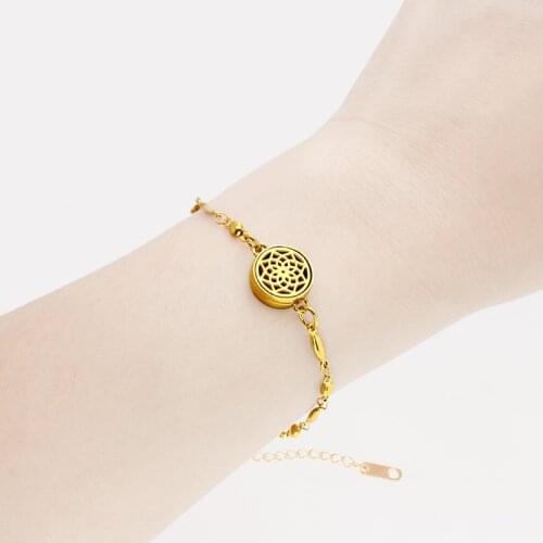 316L Stainless Steel Gold Color Bracelet Diffuser Locket With Adjustable Chain Bracelet Fashion Jewelry Free 10Pads 12mm