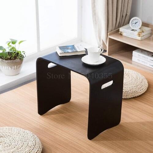 Fashion creative simple makeup stool home black solid wood stool stack bed table stool simple shoe bench