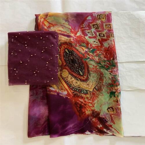 Fashionable New Style Silk Chiffon With Print 5+2 Yards/Set For Ladies To Wear Soft And Comfortable Silk Fabric! LXF12285