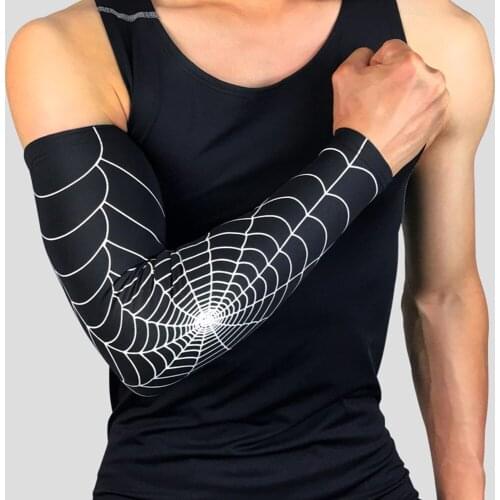 Arm Sleeves Sport Arm Cover Spider Web Printed Compression Sun Protection Basketball Golf Running Elastic Unisex Bicycle Sleeves