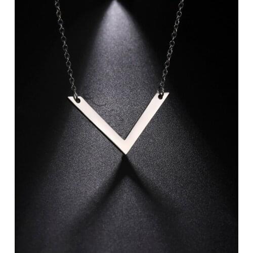 Skyrim Stainless Steel V Shape Chain Necklace for Women Girls Simple Pendant Necklaces Minimalist Jewelry 2021 Trend