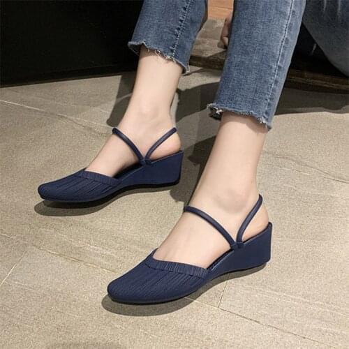 New Summer Women Shoes Pointed Toe Woman Casual Sandals Comfort Ladies Wedge Jelly Shoes Fashion Female Two Wear Slippers