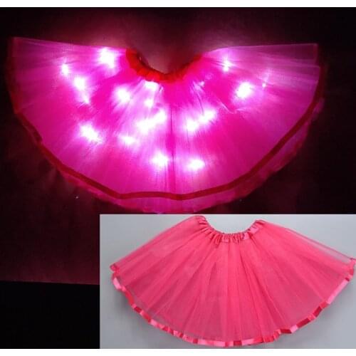 2020 new year Light LED Girl Kids Clothes Tutu Skirt Princess Party Tutus Tulle Pettiskirt Child Ballet Dance Christmas rose