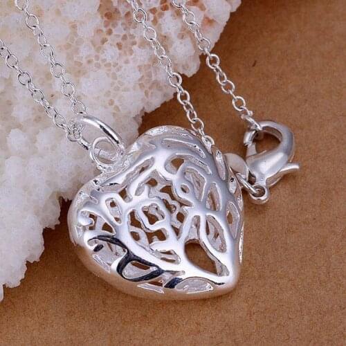 P010 Free Shipping silver plated Necklace, 925 fashion silver jewelry Three-dimensional heart /LYEBRLZQ LYEBRLZQ