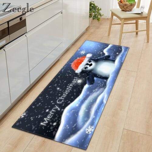 Zeegle Christmas Floor Mat Soft Printed Doormat Anti-slip Carpet Living Room Comfortable Rug Home Decoration Floor Mat Foot Rug