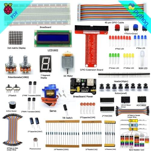 Adeept Super Starter Kit for Raspberry Pi 3 2 model B/ B+ Python LCD1602 Servo Book headphones diy diykit
