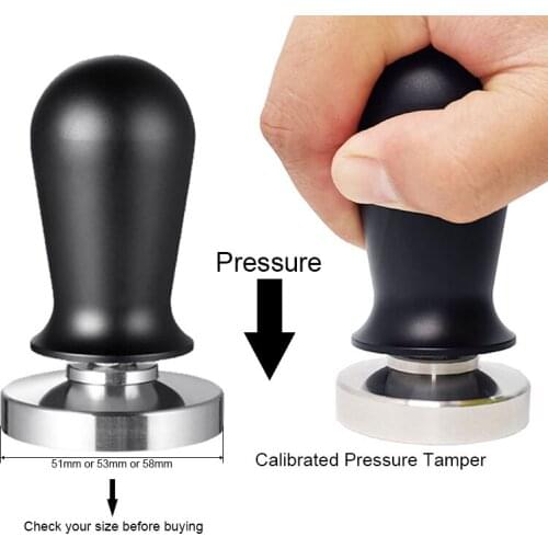 51/58mm Calibrated Pressure Coffee Tamper Espresso Elastic Compactor 304 Stainless Steel Coffee Powder Hammer Aluminum Handle