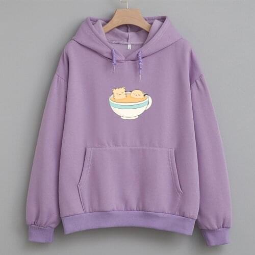 Harajuku Kawaii Oversize Cotton Hoodies Women Thicker Warm Soft Graphics Printed Pockets Pullovers Womens Sweatshirts Streetwear