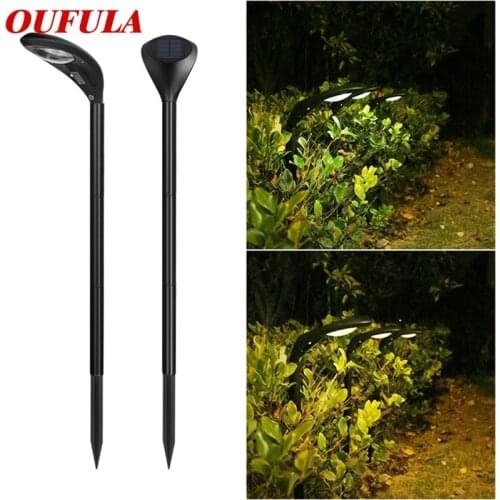 OUFULA Outdoor Solar Lawn Light Black Waterproof LED Fixture Decorative Lighting For Lawn Courtyard Garden Landscape