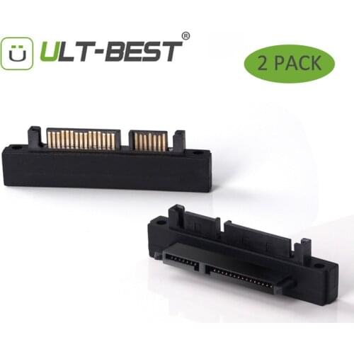 ULT-Best 2 Pack 22Pin Right Angle UP 90 SATA Adapter Male to Female 7+15 Pin Serial ATA Extension Adapters Connector Converter