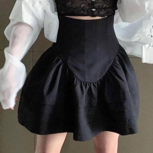 High Waist Abdomen Umbrella Skirt Puff Sexy Cute A Word Half Skirt Female Summer New Party Clothes Black Brand Design