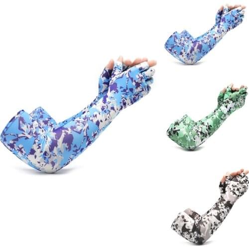 Arm Sleeves Ice Silk Sunscreen Sleeves Long Gloves Sun UV Protection Hand Protector Cover Outdoor Arm Warmer Half Finger