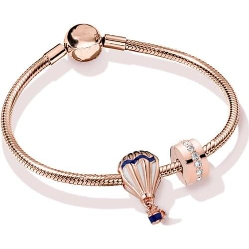 100% 925 sterling silver summer brilliance rose Pan bracelet womens gift