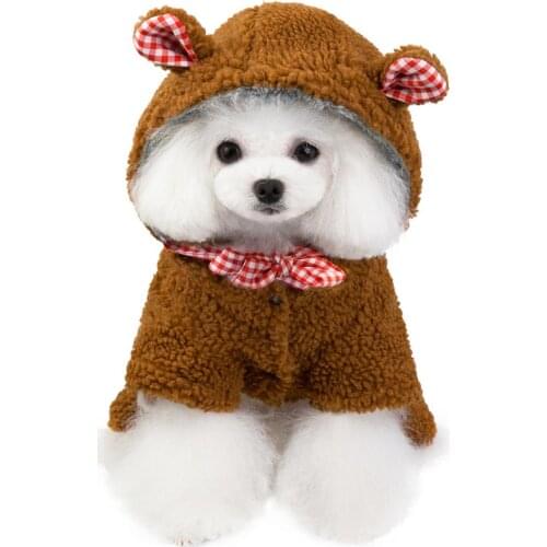 Winter Dog Clothes Hoodie Coat Bear style Cotton Coat Thicken Winter Warm Clothes for Small Dogs Puppy Sweater Pet Clothing