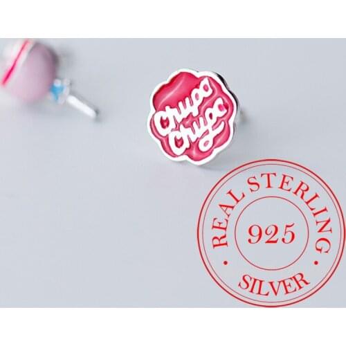 100% 925 Sterling Silver Christmas Gift Asymmetry Pink Stud Earrings For Women Grils 2020 Female pendientes mujer moda Drop Ship