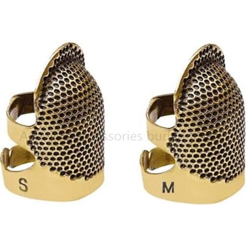 2 pieces Retro Hand Working Sewing Thimble Finger Protector Needlework Metal Household Sewing Thimble Sewing Tools Accessories
