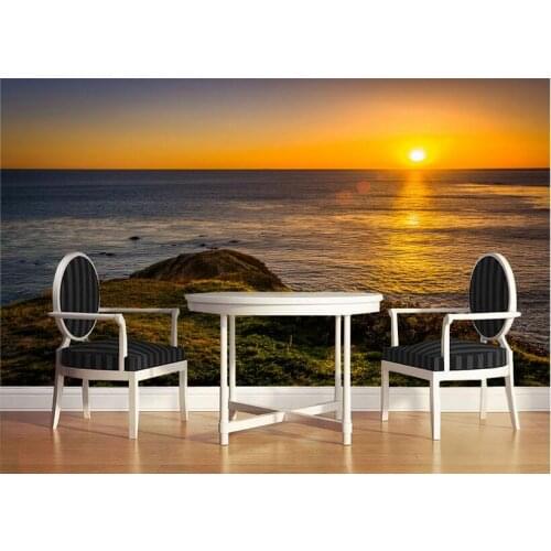 3d wallpaper High-end custom photo mural Sunrise on the sea painting background 3d wall murals wallpaper for living room