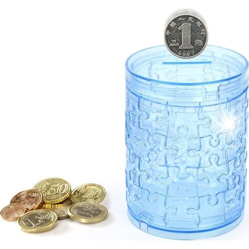 3D Crystal Puzzle DIY Piggy Bank Assembly Coin Money Saving Box Pen Case Jigsaw Model Home Decoration Gifts Toy for Kids Adult