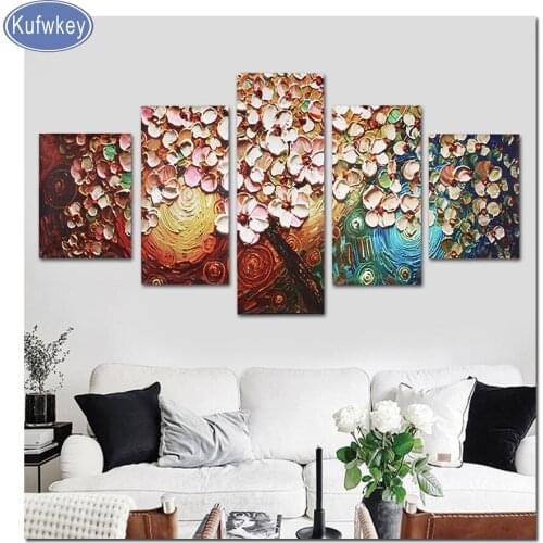 5d diamond Rhinestone mosaic Flower Tree Abstract Pictures Customized 5 pcs/set diamond painting embroidery diamond decor home