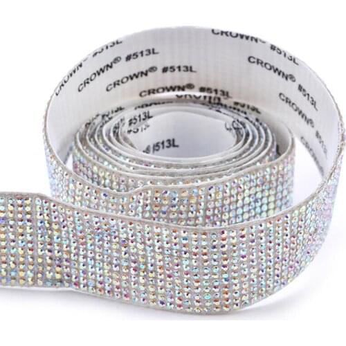 AAA Wide Crystal AB Clear Shine Rhinestone Trim Sew On Rhinestone Chain Iron Glue On Hot Fix Tap DIY Shoes Clothing Decoration