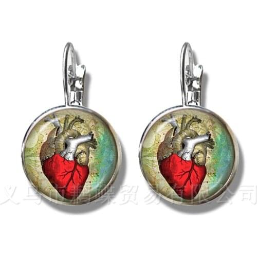 Human Anatomy Brain Earrings 16mm Glass Cabochon Weird Cool Science Personalized Doctor Earrings Organ Creative Gifts